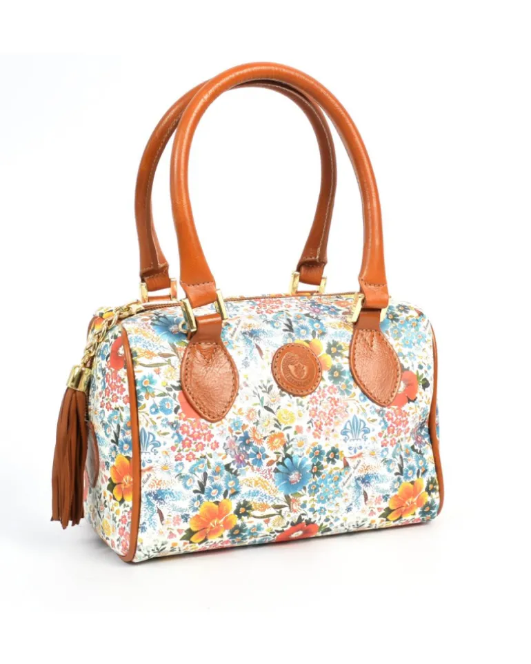 Bauletto in pelle di vitello stampata floreale misura piccola art 1945_bla
