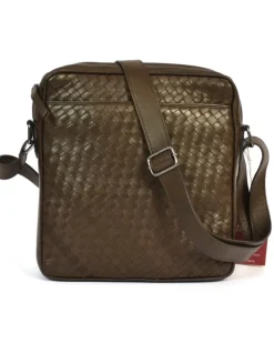 borsa a tracolla da uomo in pelle intrecciata a mano  art 1930w