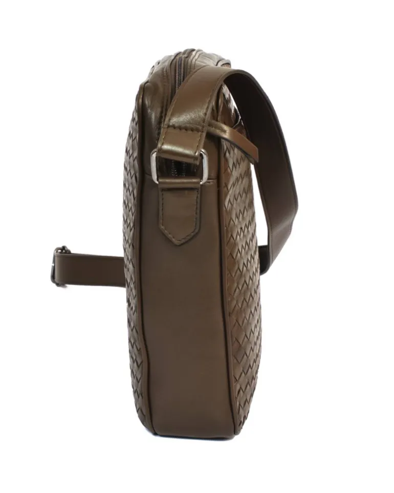 borsa a tracolla da uomo in pelle intrecciata a mano art 1930w