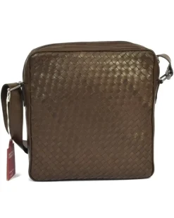 borsa a tracolla da uomo in pelle intrecciata a mano art 1930w