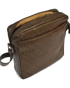 borsa a tracolla da uomo in pelle intrecciata a mano art 1930w
