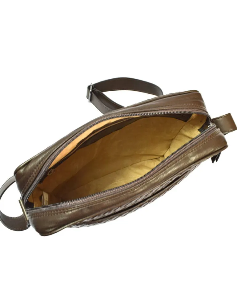 borsa a tracolla da uomo in pelle intrecciata a mano art 1930w