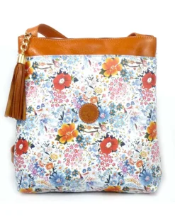Borsa a tracolla in pelle di vitello stampata floreale art 11024_bla