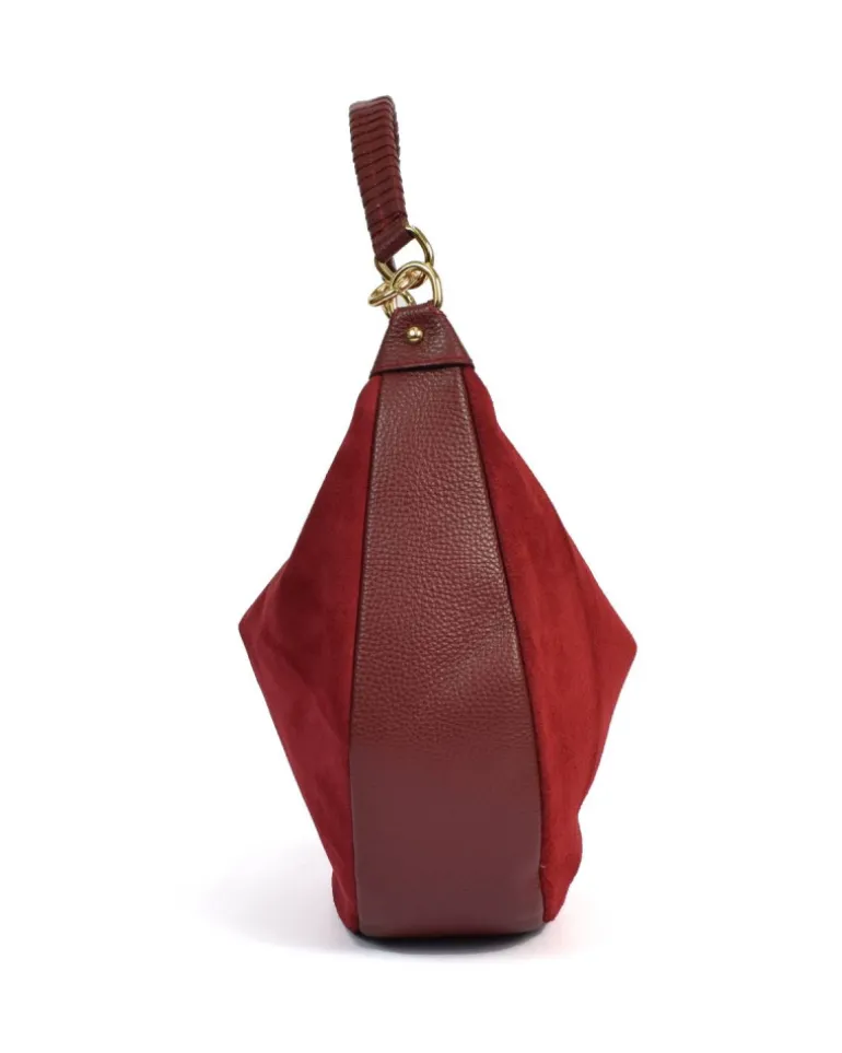 Borsa donna monospalla grande a sacca in pelle di vitello e scamosciato art 12874_dds