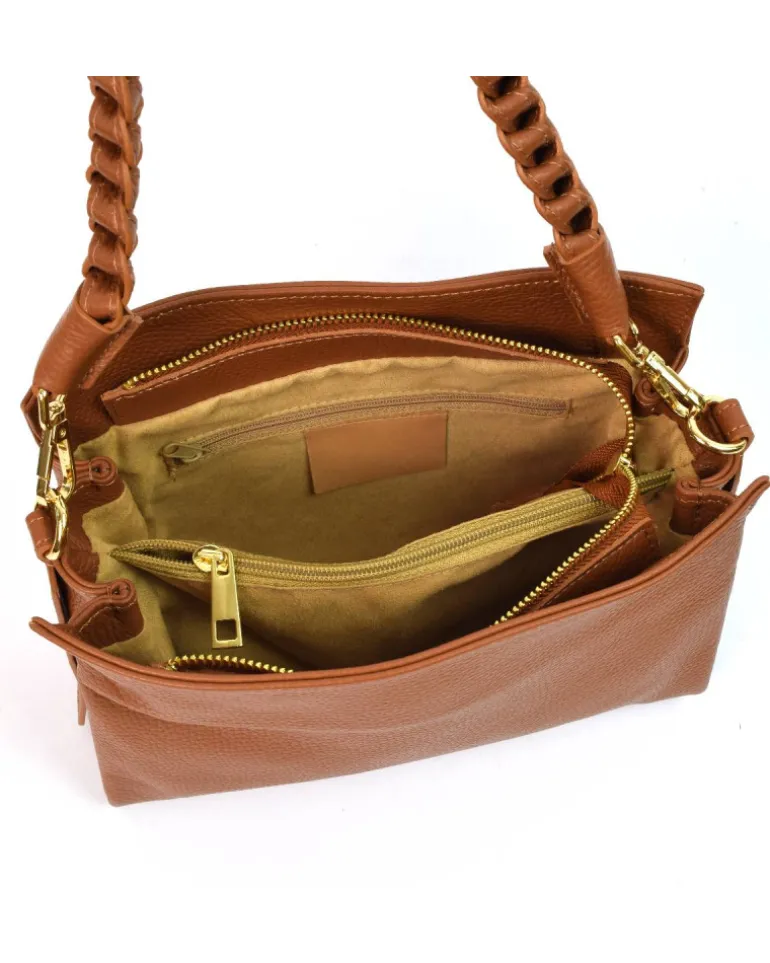 borsa in pelle tracolla intreccio sottobraccio piccola art 12733