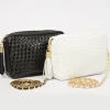 Borsa tracolla intrecciata bicolore nappa con vernice con catena art 11527wdver