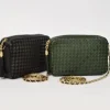 Borsa tracolla intrecciata nappa con camoscio tracolla con catena art 11527wds