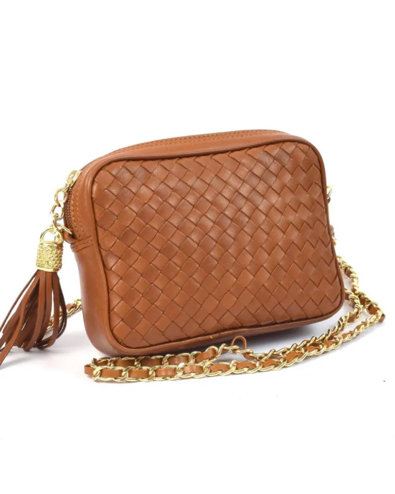 Borsa tracolla intrecciata con catena art 11521w