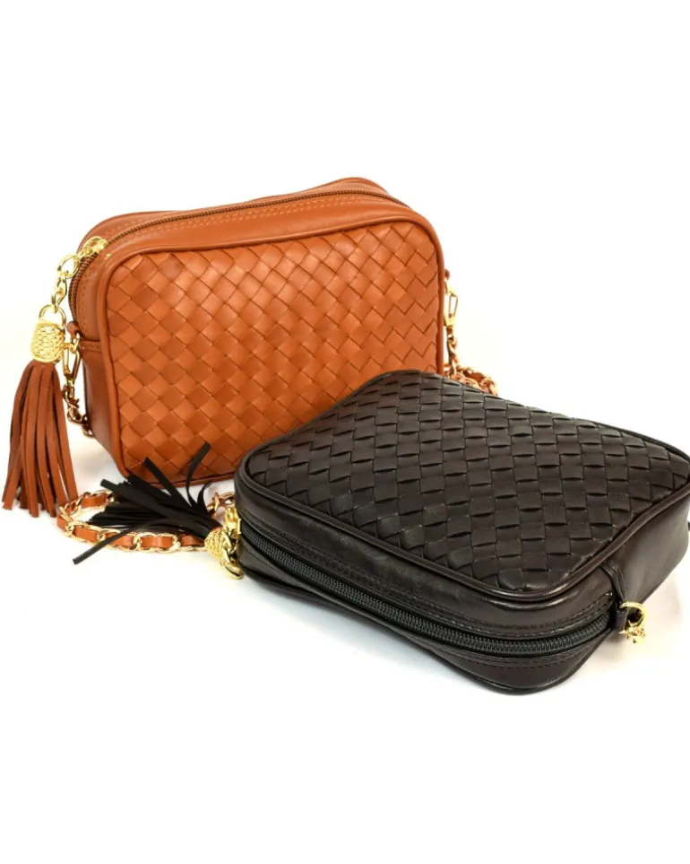 Borsa tracolla intrecciata con catena art 11521w