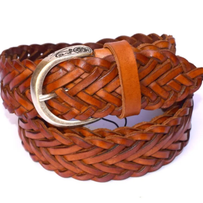 cintura in cuoio intrecciata a mano stile casual art 6TRECCIA35