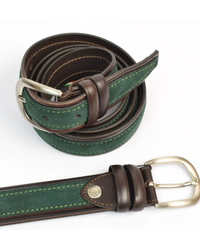 Cintura in pelle casual in due colori, bicolore con camoscio art 633935