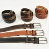 cintura in pelle con cuciture bicolore alta 4 cm art 6260840