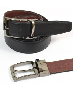 cintura reversibile in pelle cervo stampato con cuciture art 6240435