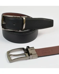 cintura reversibile in pelle cervo stampato con cuciture art 6240435