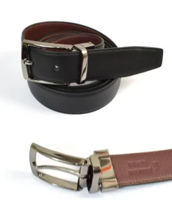 cintura reversibile in pelle cervo stampato con cuciture art 6240435