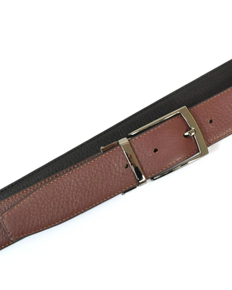 cintura reversibile in pelle cervo stampato con cuciture art 6240435