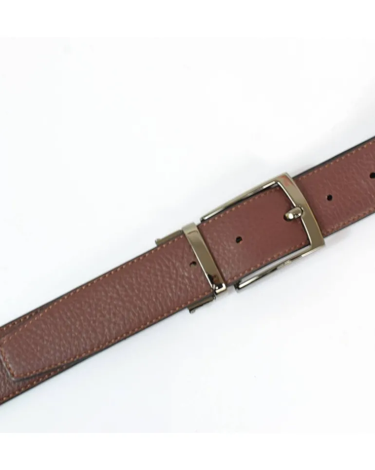 cintura reversibile in pelle cervo stampato con cuciture art 6240435