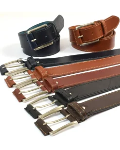 cintura sportiva uomo in pelle di vitello, fibbia fasciata in pelle art 6260840