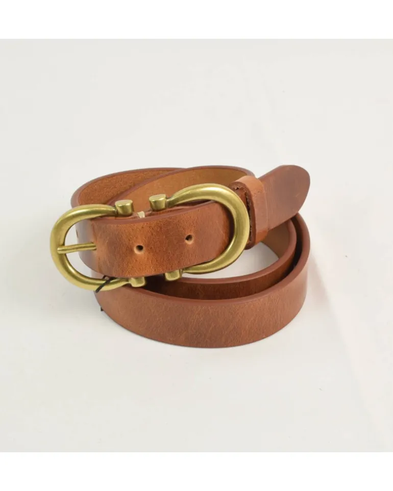 cintura unisex in pelle con fibbia in ottone art 6244130