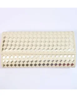 Clutch Intrecciata in Pelle nappa e metallizzato con Catena Dorata art 1820_wdmet