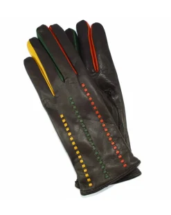 guanti da donna in pelle con dettagli e dita colorate art 5H23