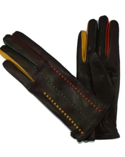 guanti da donna in pelle con dettagli e dita colorate art 5H23