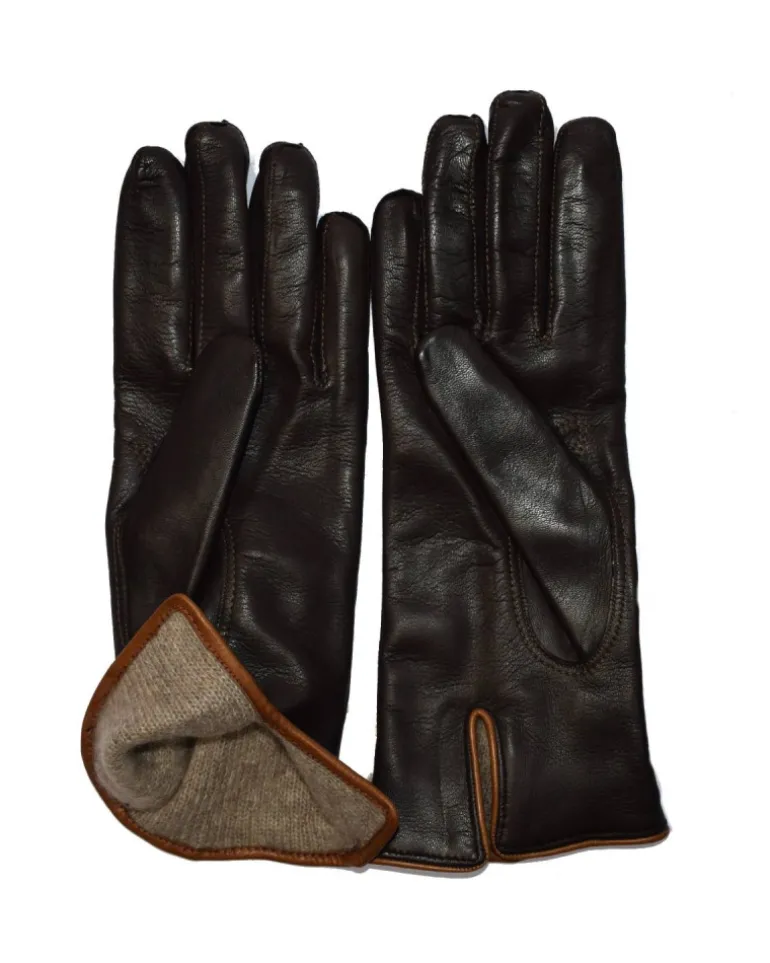 Guanti in pelle cuciture in contrasto art 81406