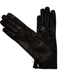 Guanti in pelle nero fodera seta art 81223