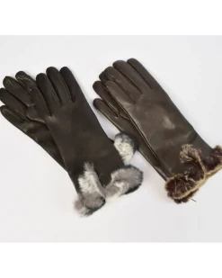 guanti pelle con pelliccia federa cashemere art 81M21 rex lapin