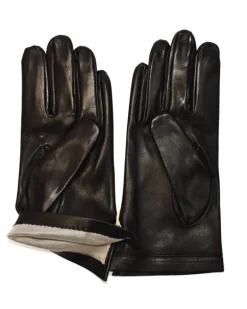 Guanti uomo classico in pelle nero fodera seta art 53CF