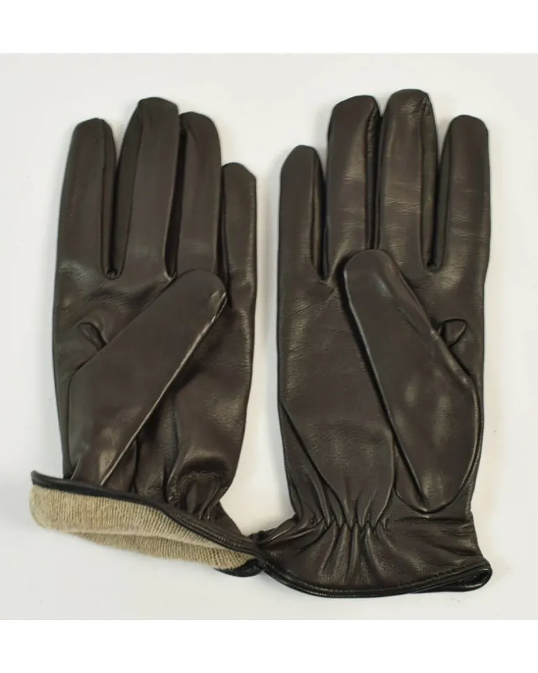 guanti uomo in pelle nero con fodera lana art 813bielastico