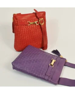 Lussuosa borsa a tracolla in pelle italiana intrecciata a mano art 11034w