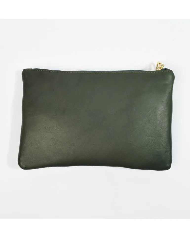 Pochette a bustina con 3 cerniere misura media in pelle intrecciato art 1752w