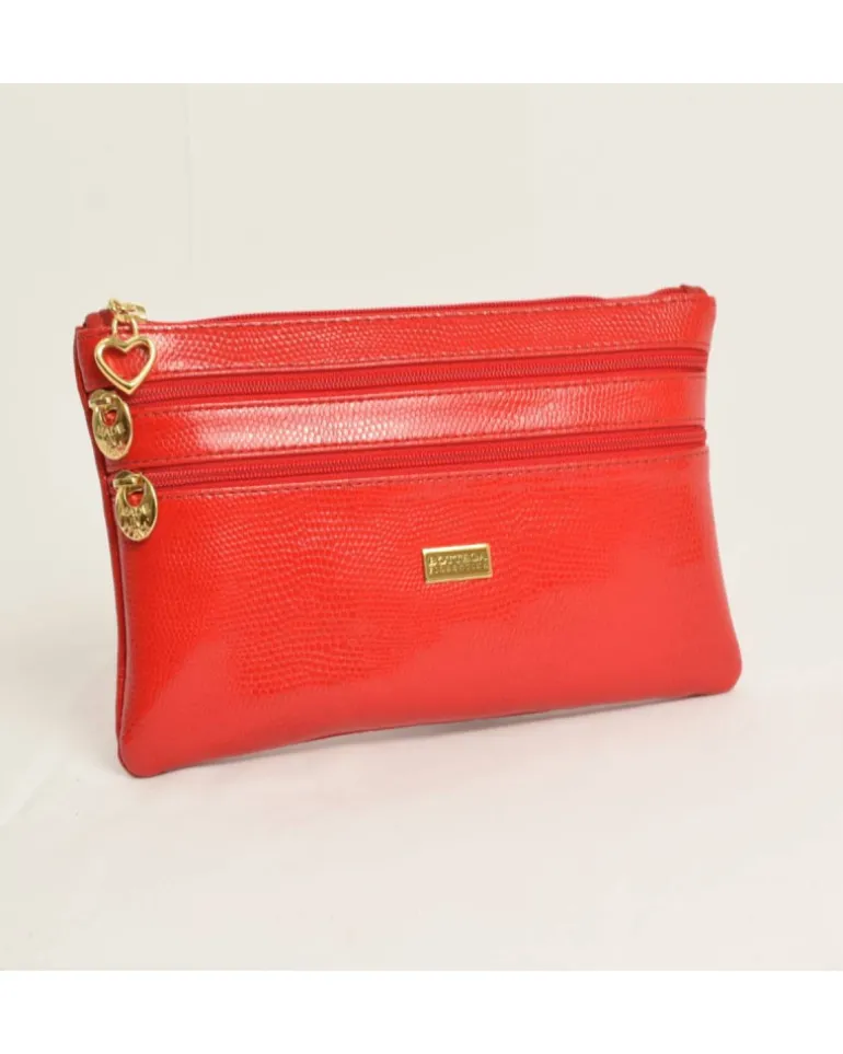 Pochette a bustina con 3 cerniere misura media in pelle stampata art 1752_luc