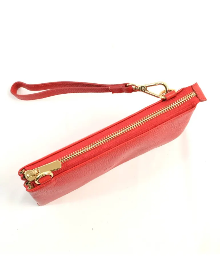 Pochette a bustina in pelle dollaro con maniglia e tracolla art 6kl07