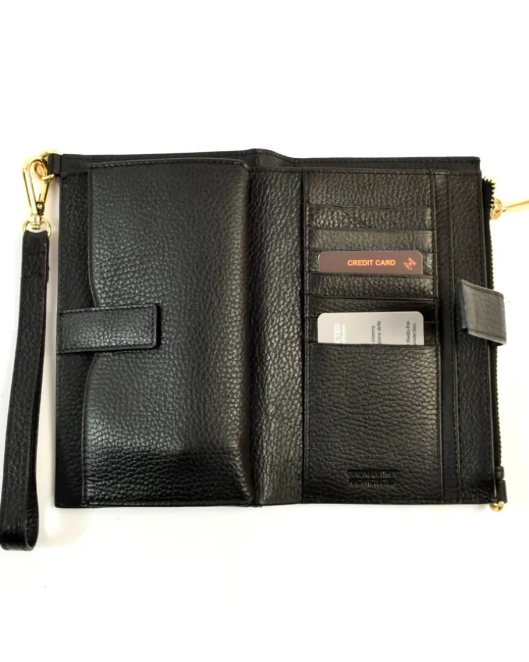 Pochette a bustina in pelle dollaro con maniglia e tracolla art 6kl01