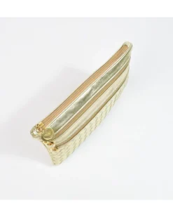 Pochette a bustina media 3 cerniere in pelle intrecciato metallizato art 1752wmet