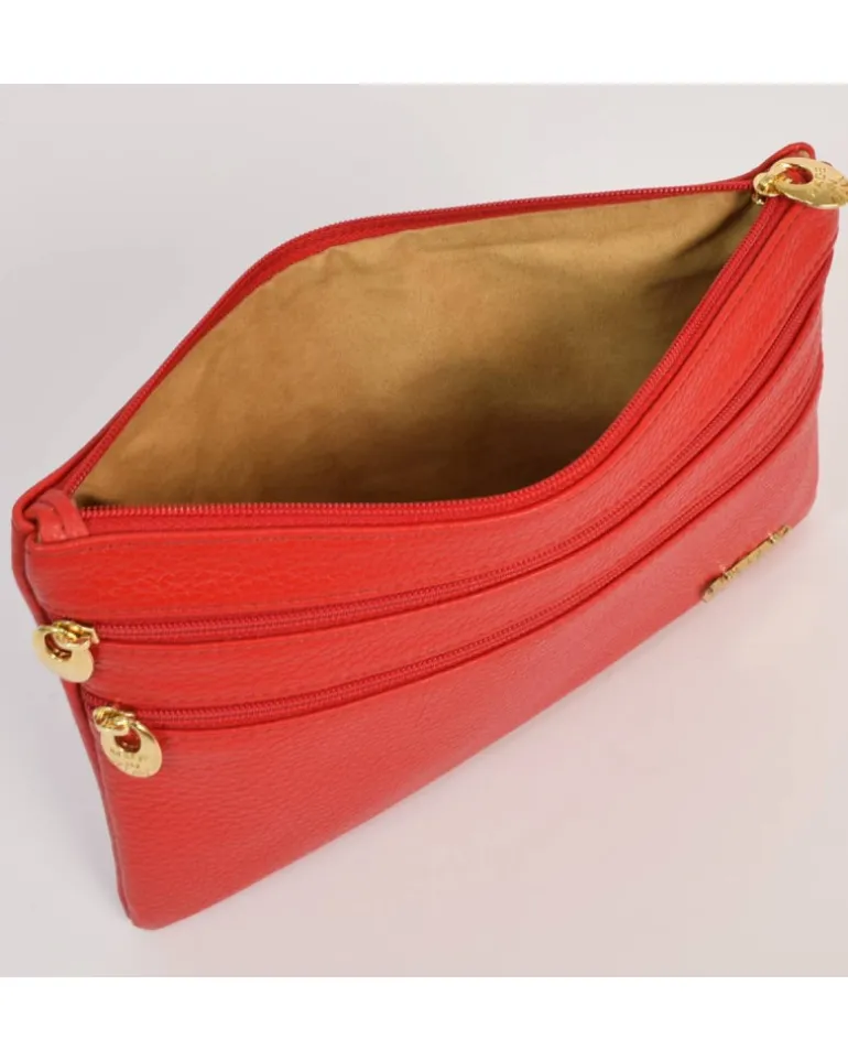 Pochette grande con 3 cerniere in pelle stampata art 1753