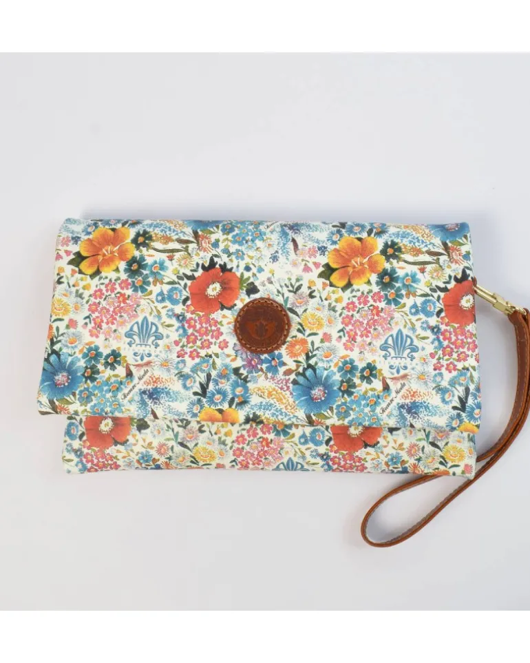 pochette in pelle stampa fiori con tracolla e maniglia art 1739_bla