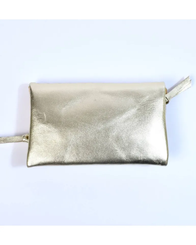 Pochette morbida intrecciata pelle laminata art 1719wmet