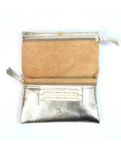 Pochette morbida intrecciata pelle laminata art 1719wmet