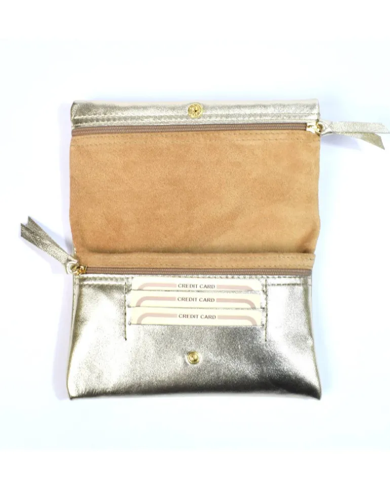 Pochette morbida intrecciata pelle laminata art 1719wmet