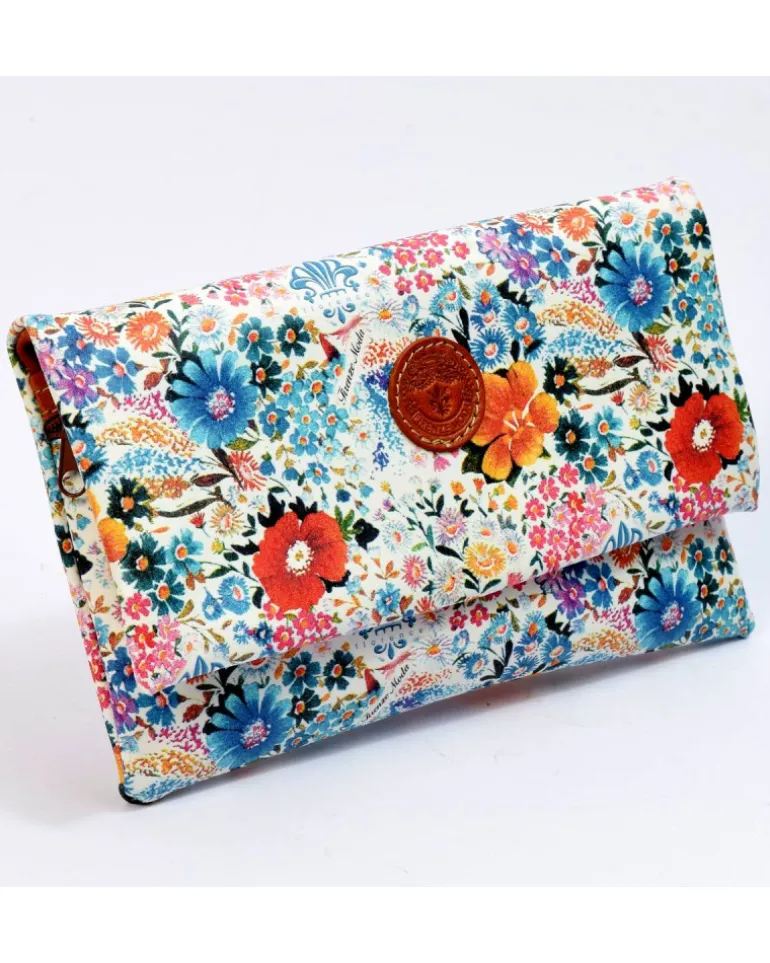 Pochette pelle fiori media con tracolla art 1730_bla