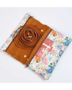 Pochette pelle fiori media con tracolla art 1730_bla