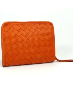 Portafoglio compatto con chiusura a zip intrecciato a mano art 1696w