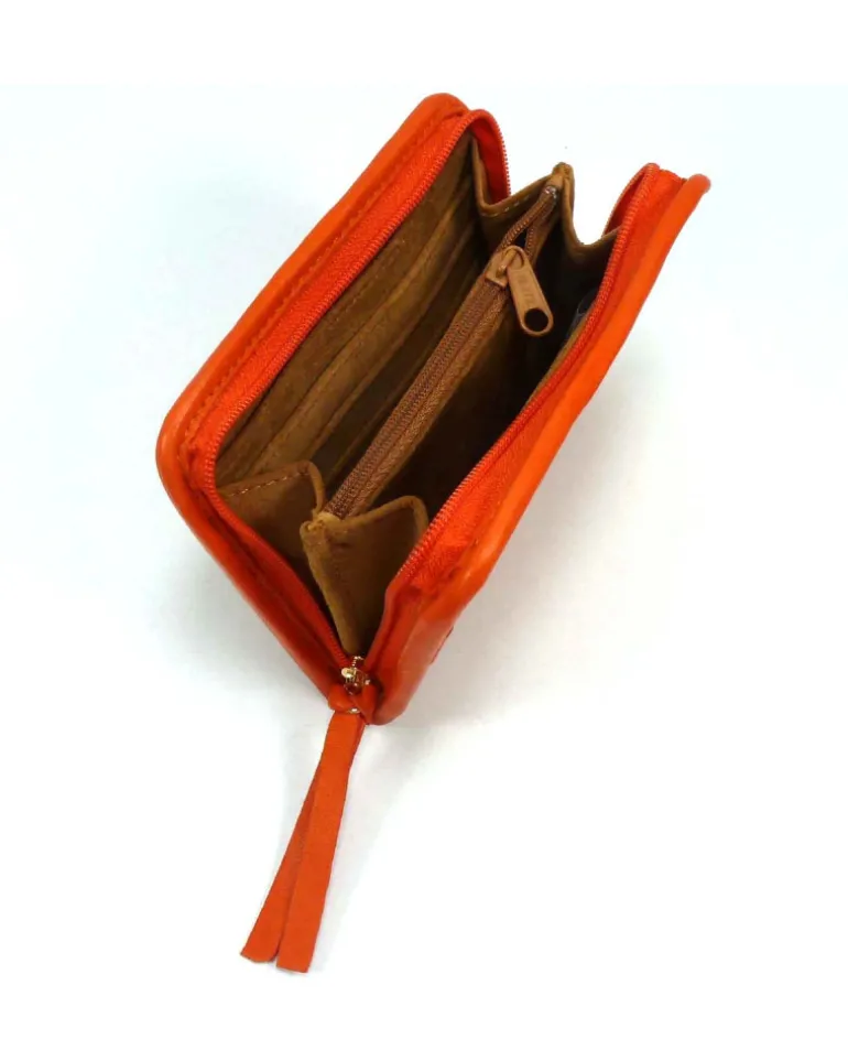 Portafoglio compatto con chiusura a zip intrecciato a mano art 1696w