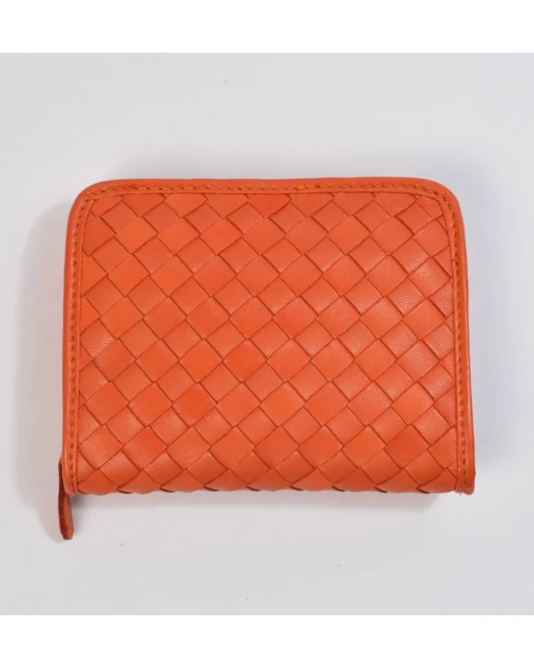 Portafoglio compatto con chiusura a zip intrecciato a mano art 1696w