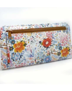 Portafoglio donna in pelle di vitello stampata floreale con chiusura con zip all around art 1688_bla