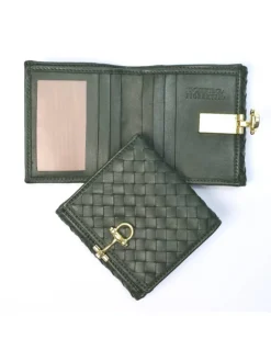 Portafoglio intrecciato clip compatto con portamonete art 1662w