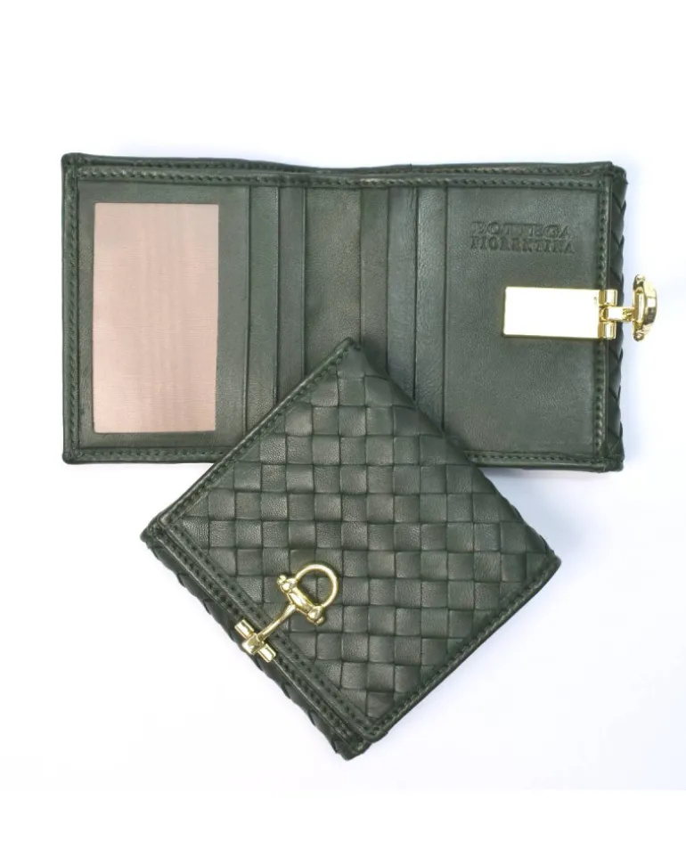 Portafoglio intrecciato clip compatto con portamonete art 1662w